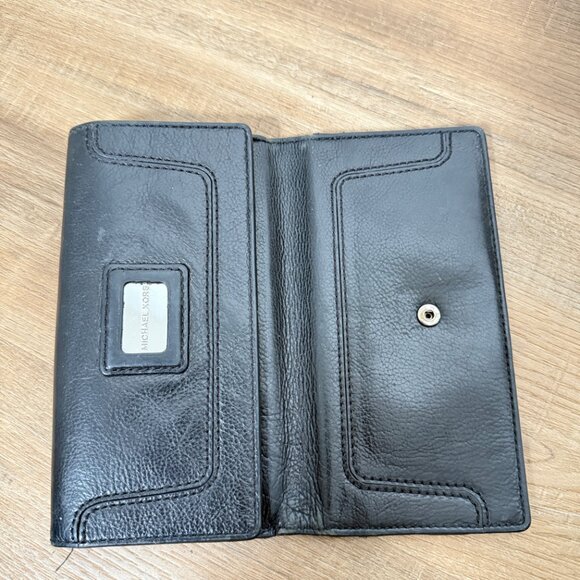 Michael Kors Leather Wallet Trifold Coin Pocket Credit Card Slots Black - Picture 4 of 7